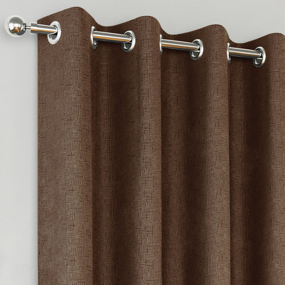 Vogue Triple Weave Ready Made Eyelet Blockout Curtains Chocolate