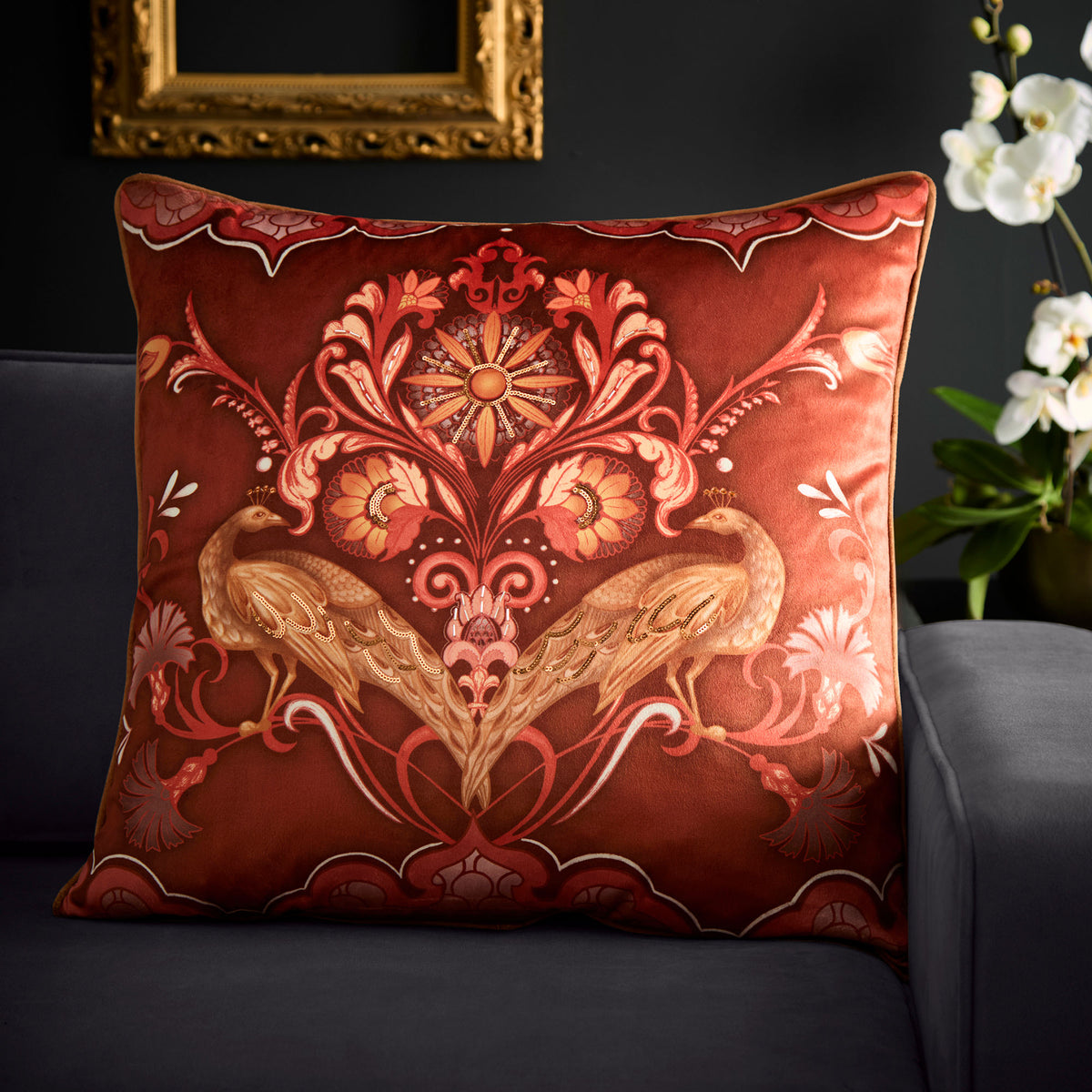Laurence Llewelyn-Bowen Veritas Embroidered 55cmx55cm Filled Cushion Spice