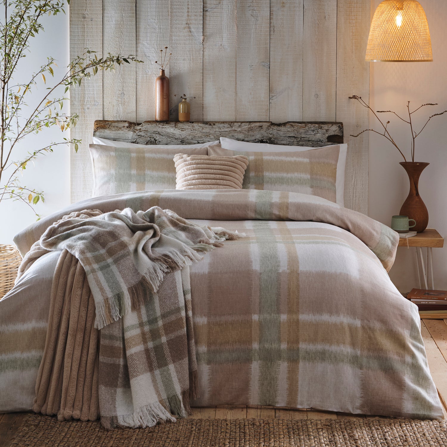 Appletree Verbier Brushed Cotton Duvet Cover Bedding Set Natural