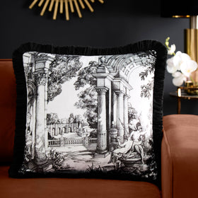 Laurence Llewelyn-Bowen Vista Velvet 43cmx43cm Filled Cushion Monochrome