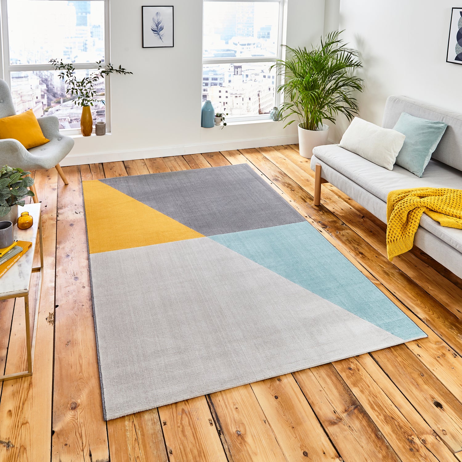 Vancouver 18487 120cm x 170cm Rug Grey Blue Yellow