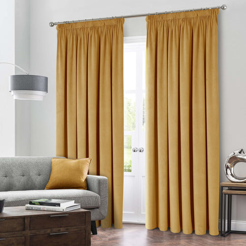 Montreal Thermal Velour Velvet Ready Made Blockout Curtains Gold