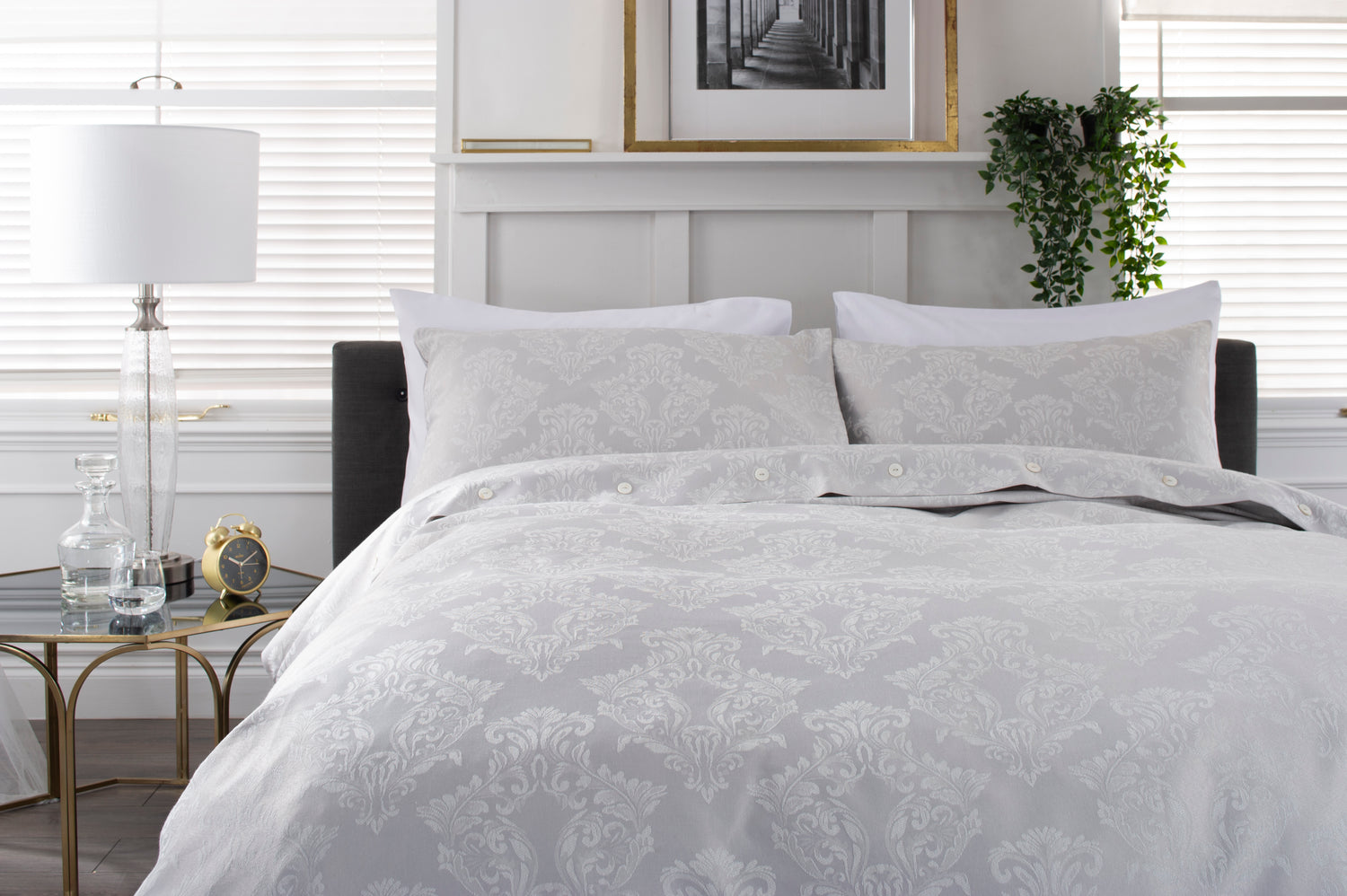 Versailles Luxury Duvet Cover Bedding Set Silver