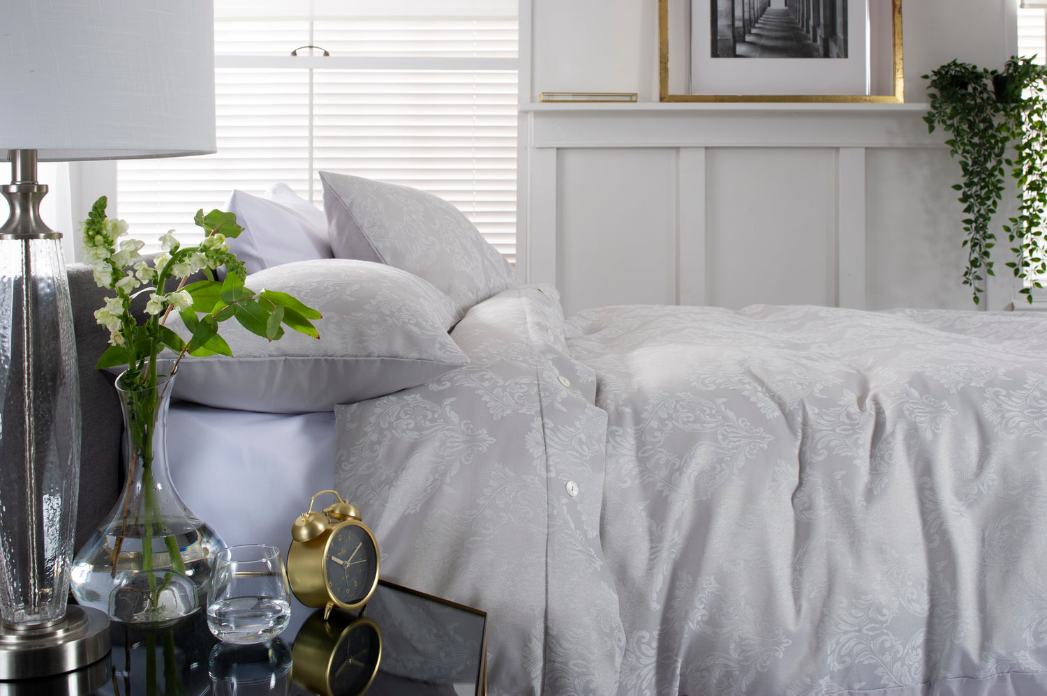 Versailles Luxury Duvet Cover Bedding Set Silver