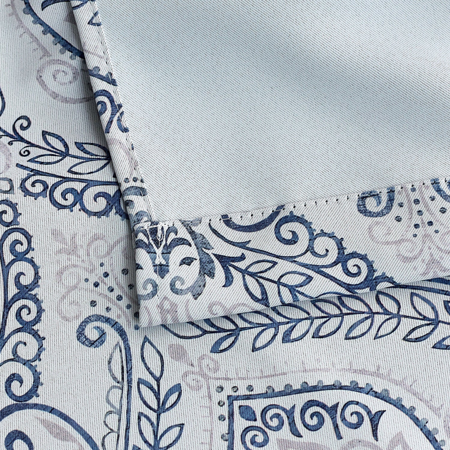 Victoria Triple Woven Ready Made Eyelet Blackout Curtains Blue