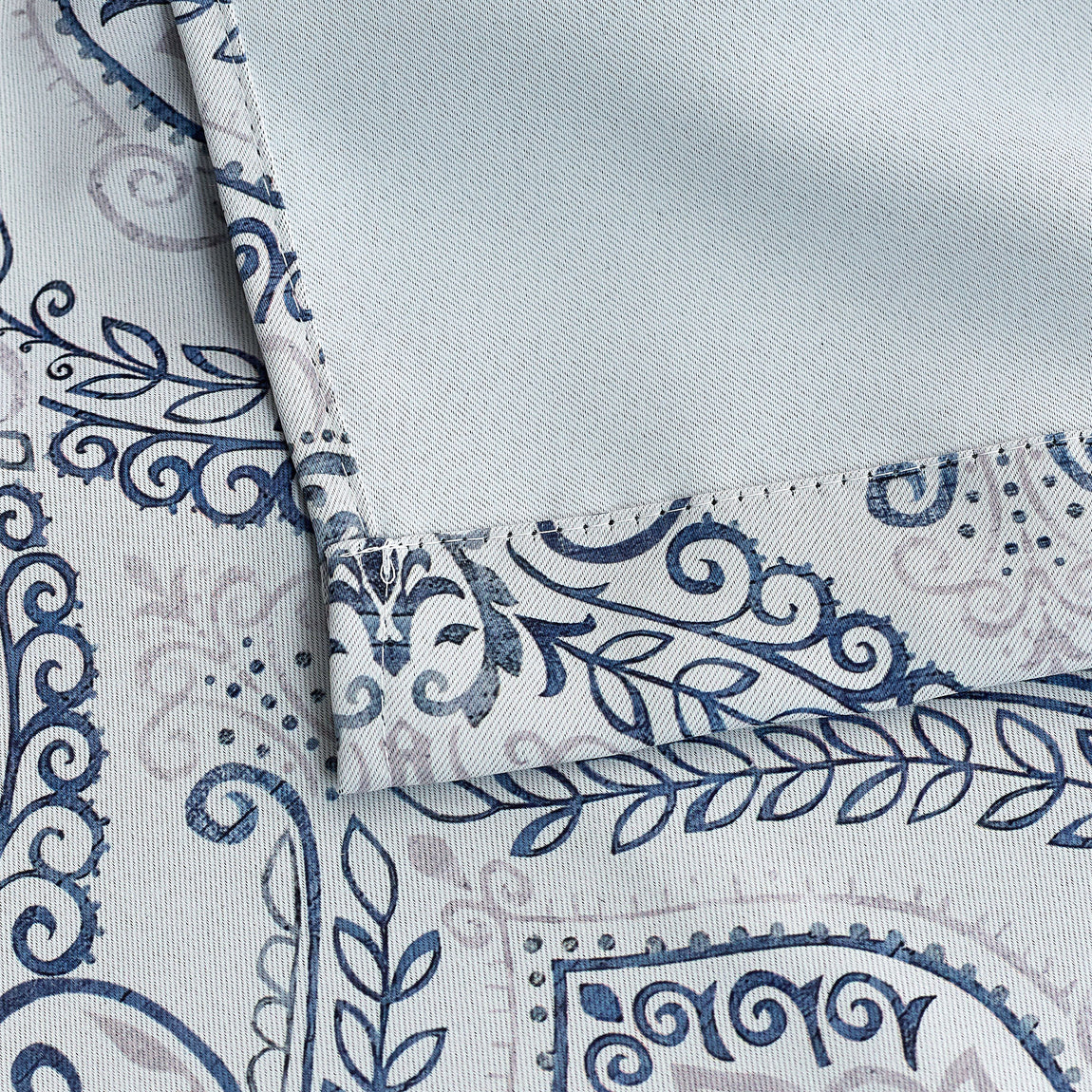 Victoria Triple Woven Ready Made Eyelet Blackout Curtains Blue