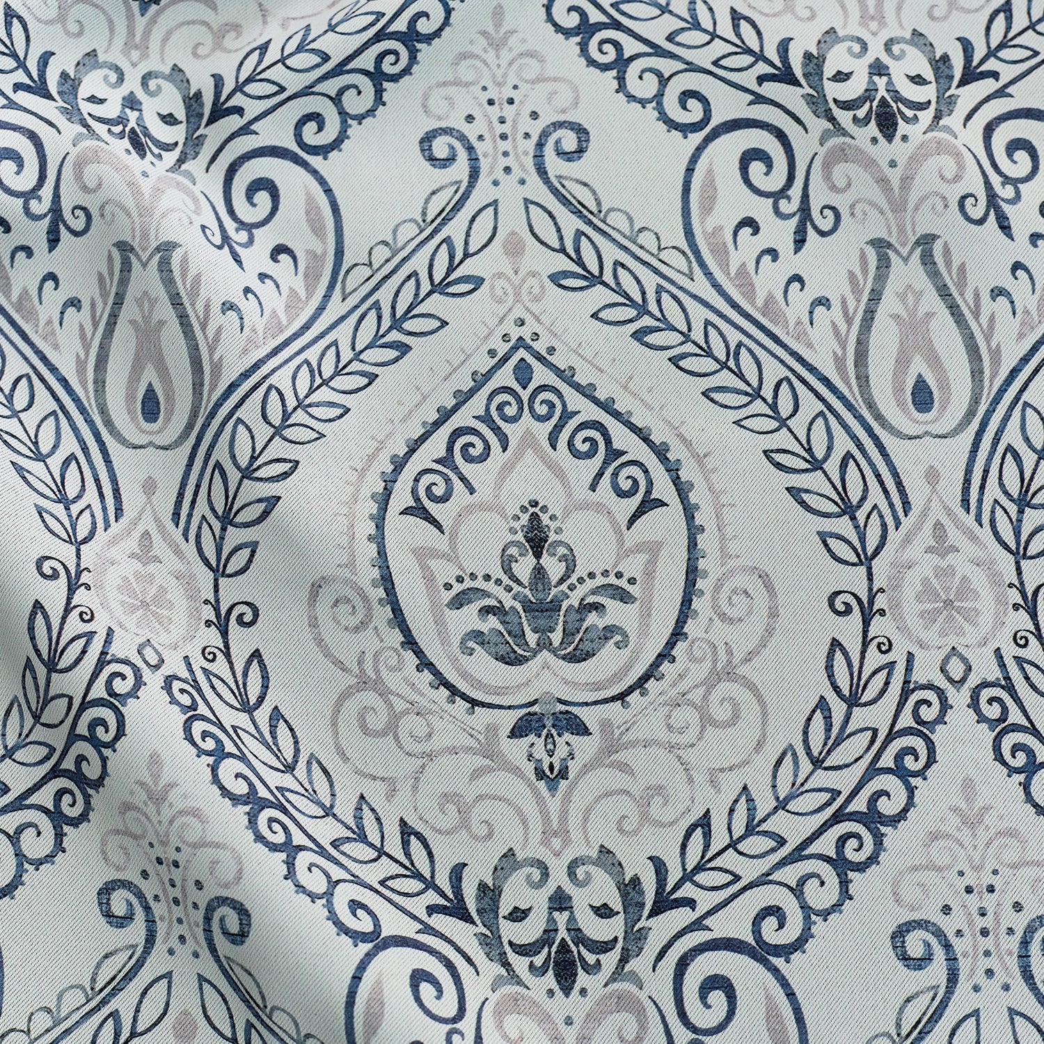 Victoria Triple Woven Ready Made Eyelet Blackout Curtains Blue