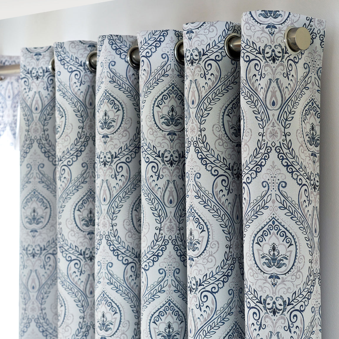 Victoria Triple Woven Ready Made Eyelet Blackout Curtains Blue