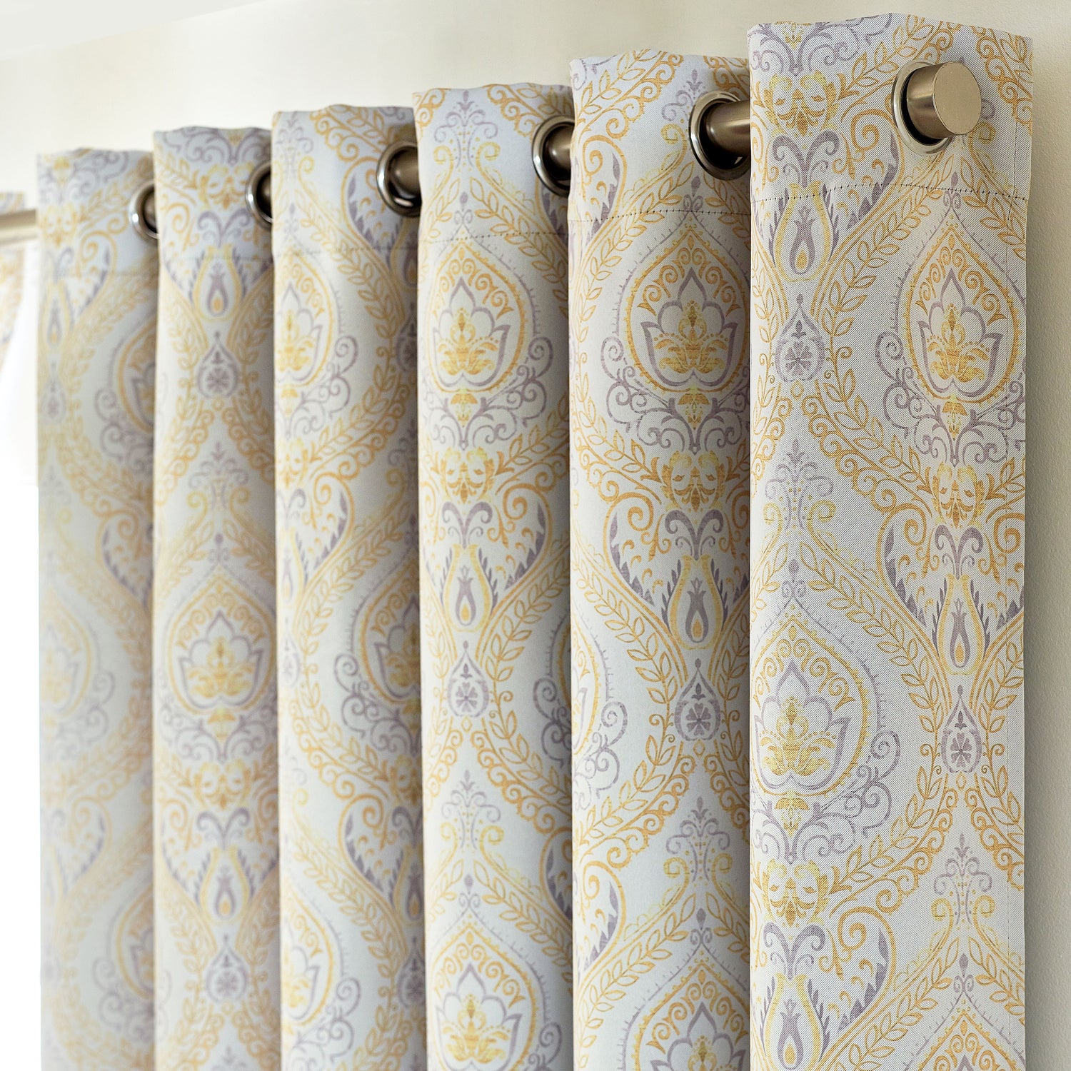 Victoria Triple Woven Ready Made Eyelet Blackout Curtains Ochre