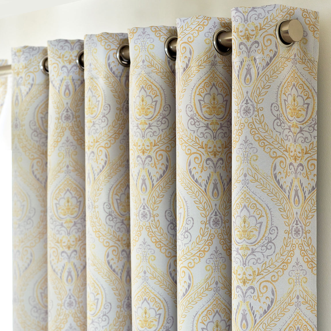 Victoria Triple Woven Ready Made Eyelet Blackout Curtains Ochre