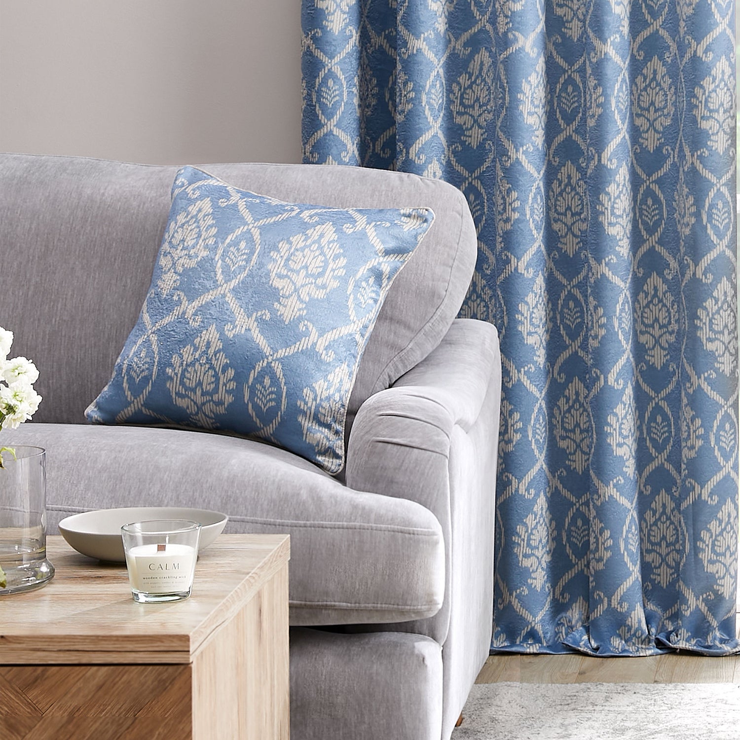 Dreams & Drapes Vivianna Filled Cushion 43cm x 43cm Blue