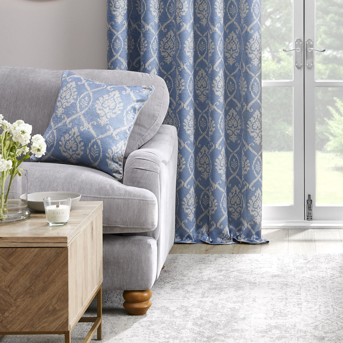 Dreams & Drapes Vivianna Filled Cushion 43cm x 43cm Blue