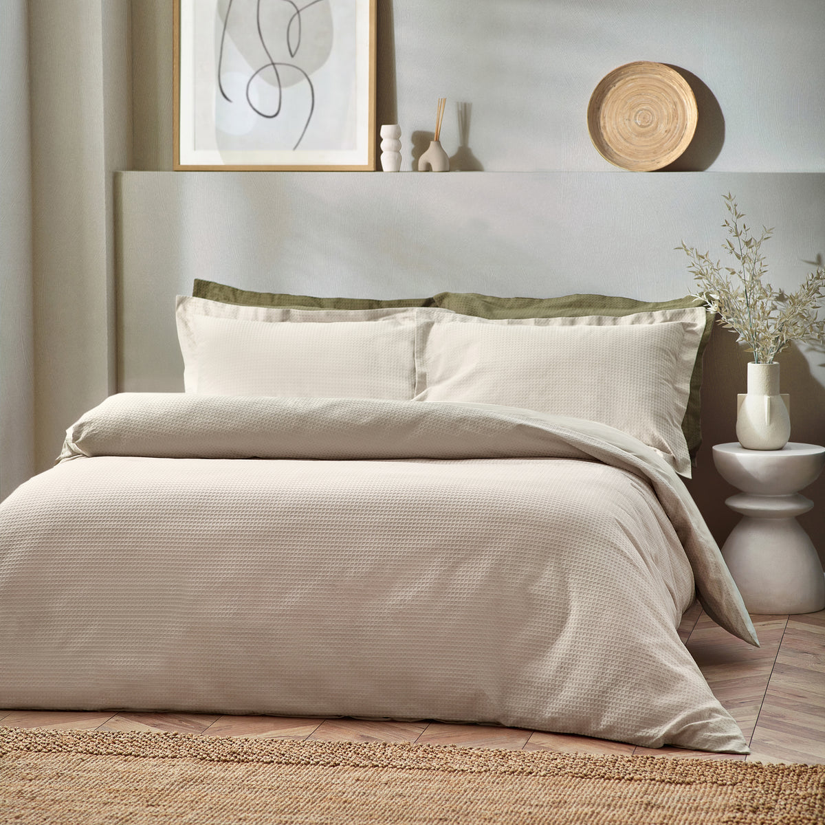Yard Waffle Textured Duvet Cover Bedding Set Linen