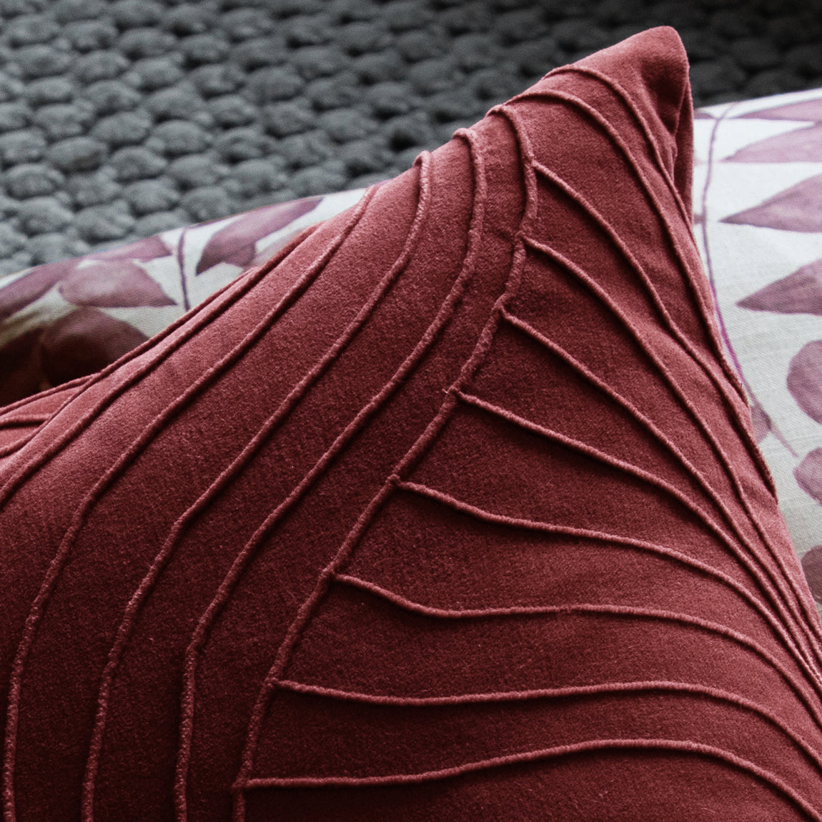 Voyage Maison Waterfall Embroidered Velvet Feather Filled Cushion 50cm x 50cm Persimmon