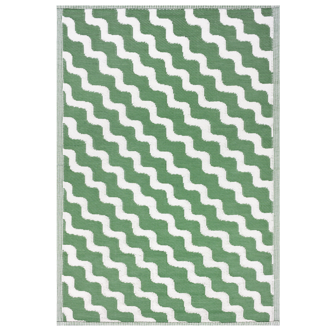 Wave Outdoor Indoor 100% Recycled 120cm x 180cm Rug Green