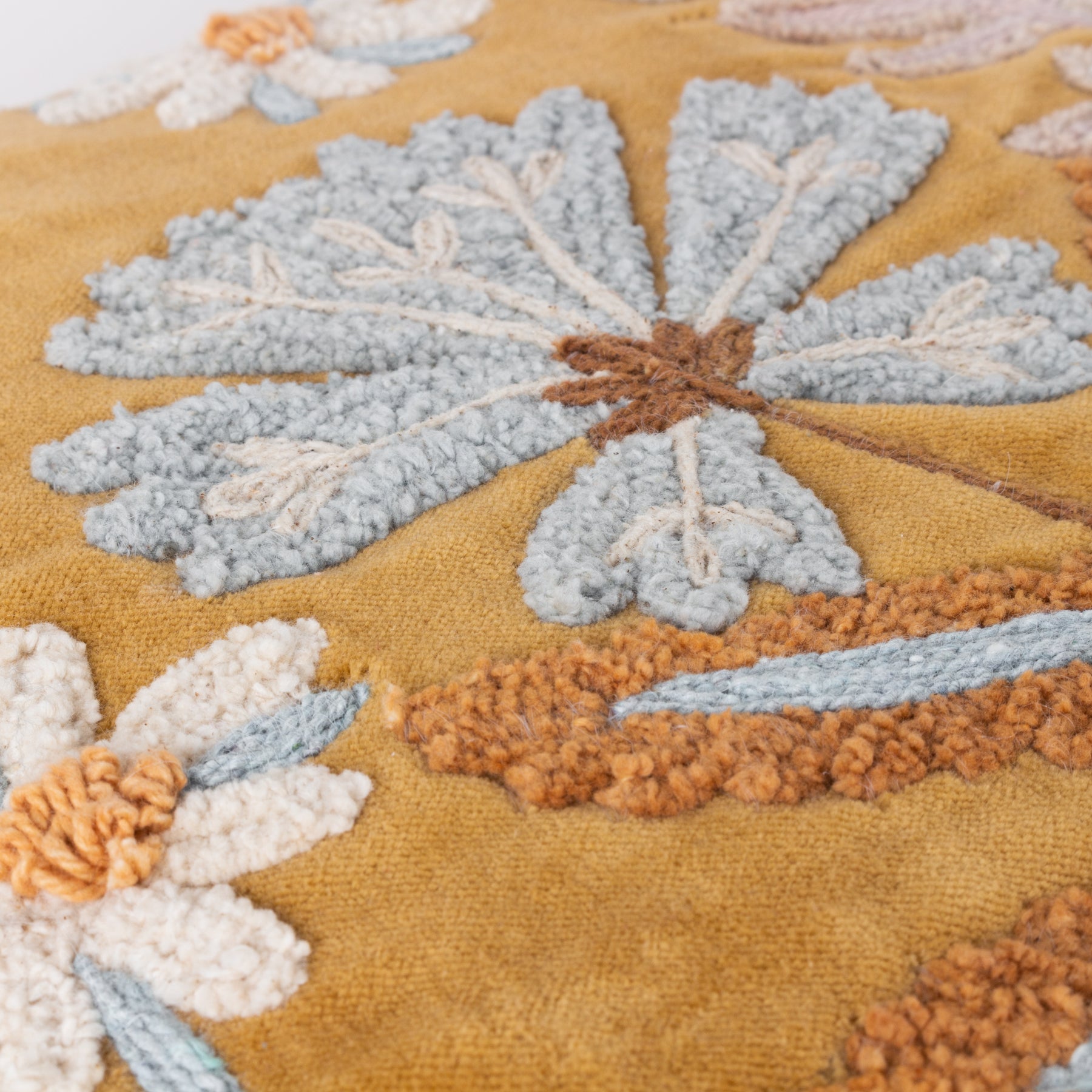 Wylder Tropics White Tiger Embroidered Tasselled Filled Cushion 50cm x 50cm Gold