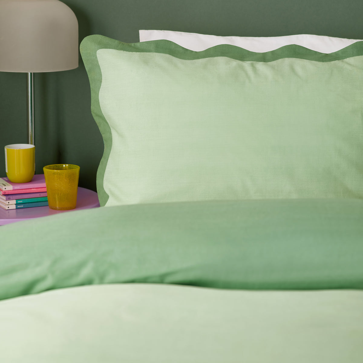 Wiggle Scallop Duvet Cover Bedding Set Green