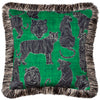 Furn Wildcat Velvet Fringed Filled Cushion 45cm x 45cm Jungle Green