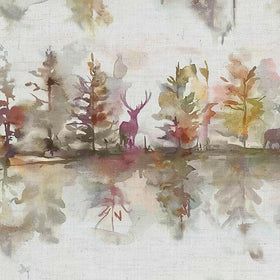 Voyage Maison Wilderness Printed Cotton Fabric Plum Cream