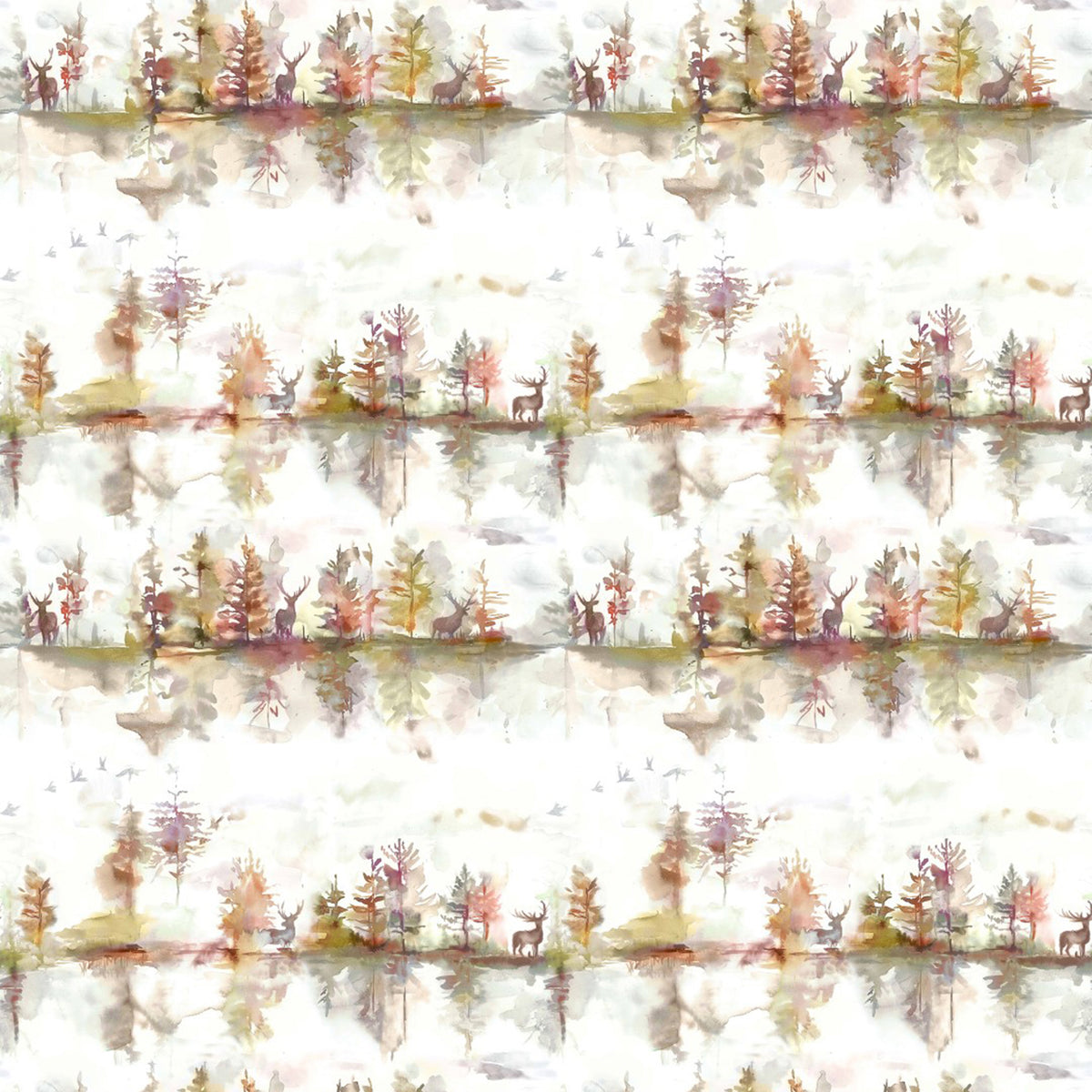 Voyage Maison Wilderness Printed Cotton Fabric Plum Cream