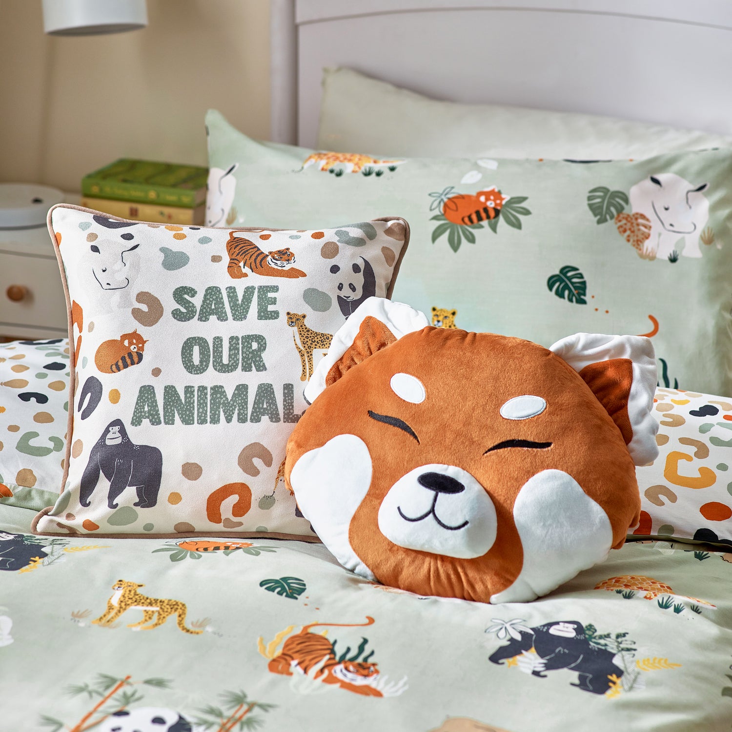Wildlife Animal Reversible Bedding Set Multi Green