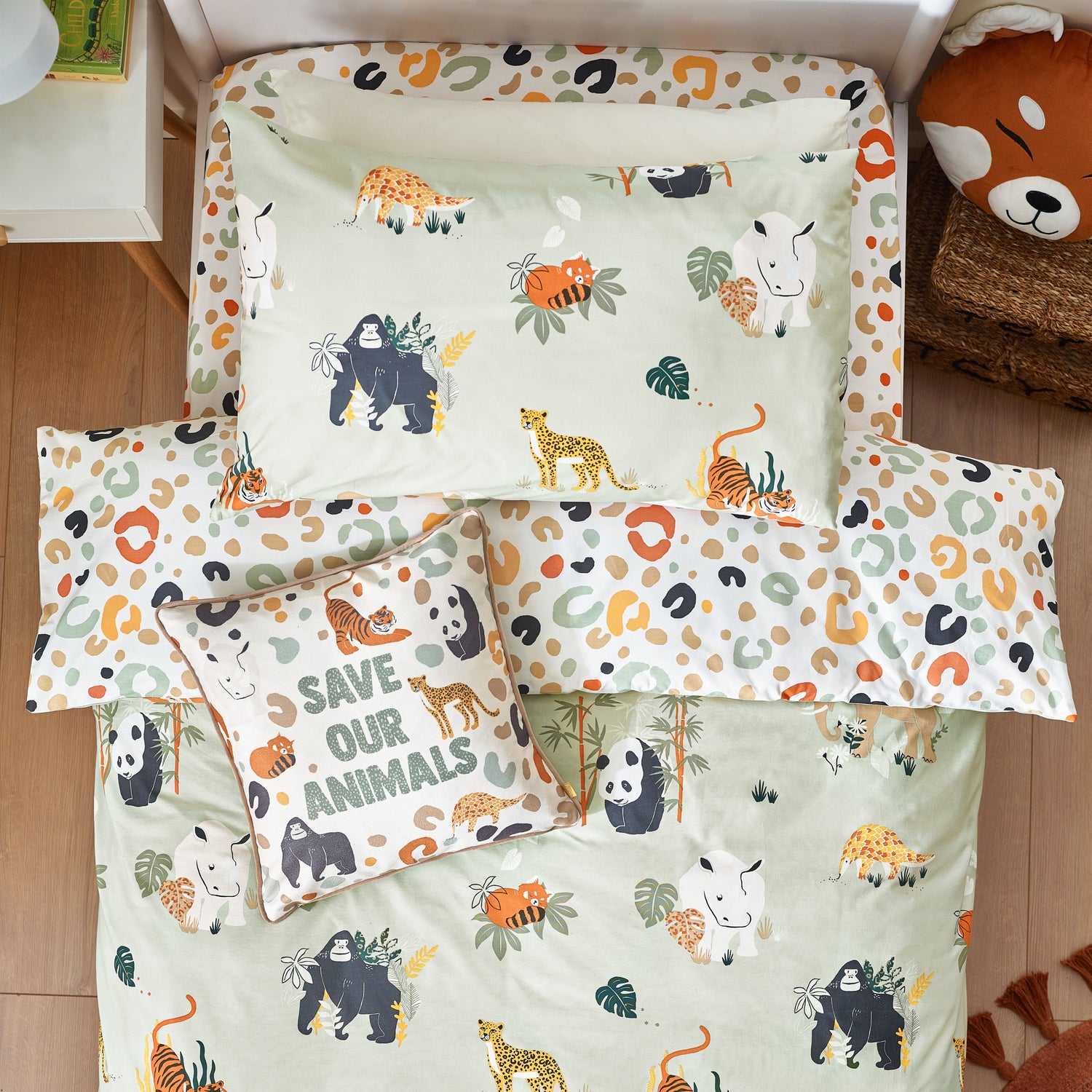 Wildlife Animal Reversible Bedding Set Multi Green