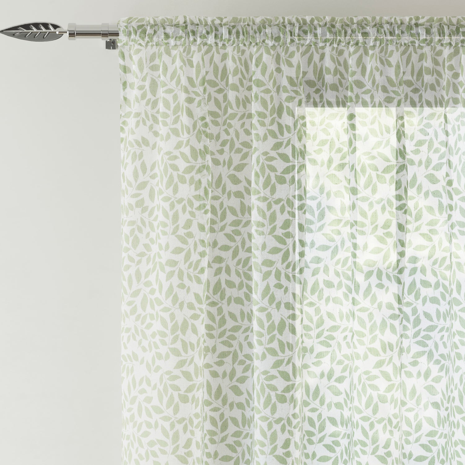 Willow Ready Made Single Voile Curtain Green