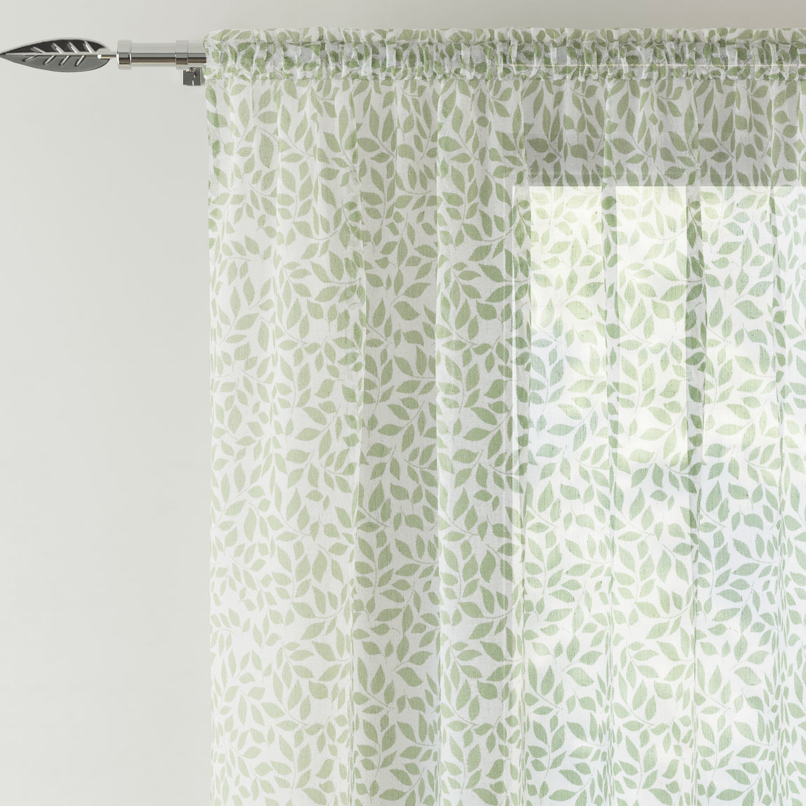 Willow Ready Made Single Voile Curtain Green