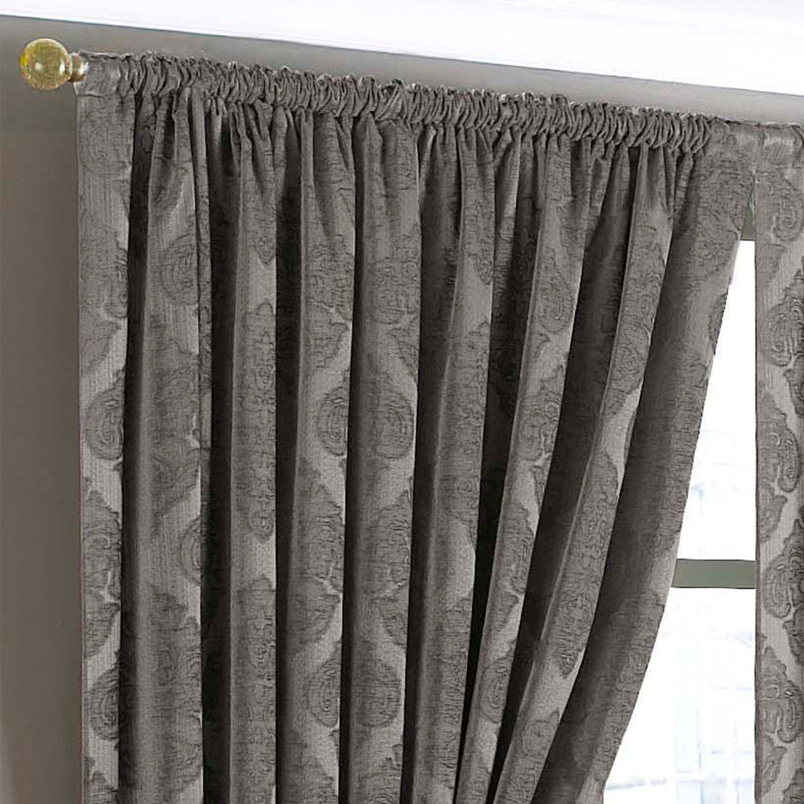 Paoletti Winchester Jacquard Ready Made Pencil Pleat Curtains Mocha