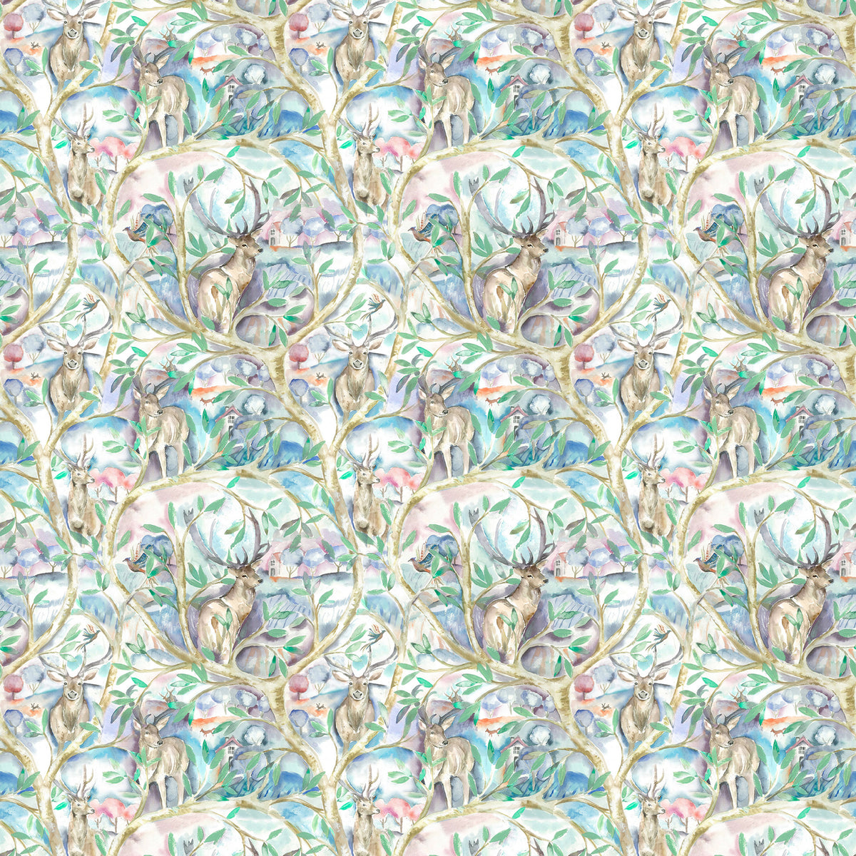 Voyage Maison Whinlatter Printed Cotton Fabric Teal