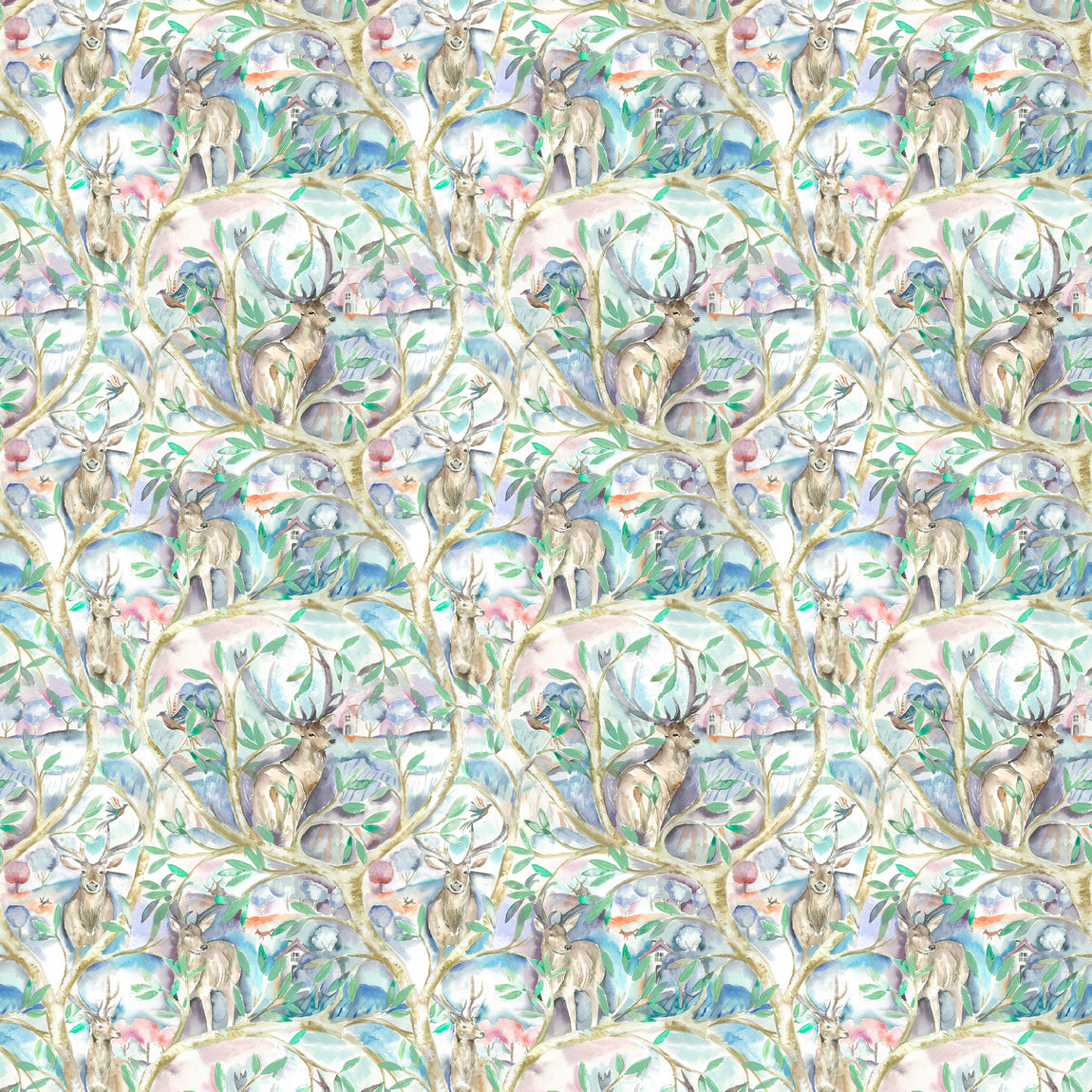 Voyage Maison Whinlatter Printed Cotton Fabric Teal
