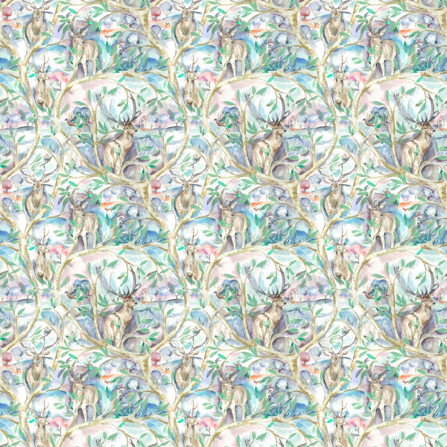 Voyage Maison Whinlatter Printed Cotton Fabric Teal