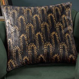 furn. Wisteria Velvet 50cm x 50cm Filled Cushion Charcoal