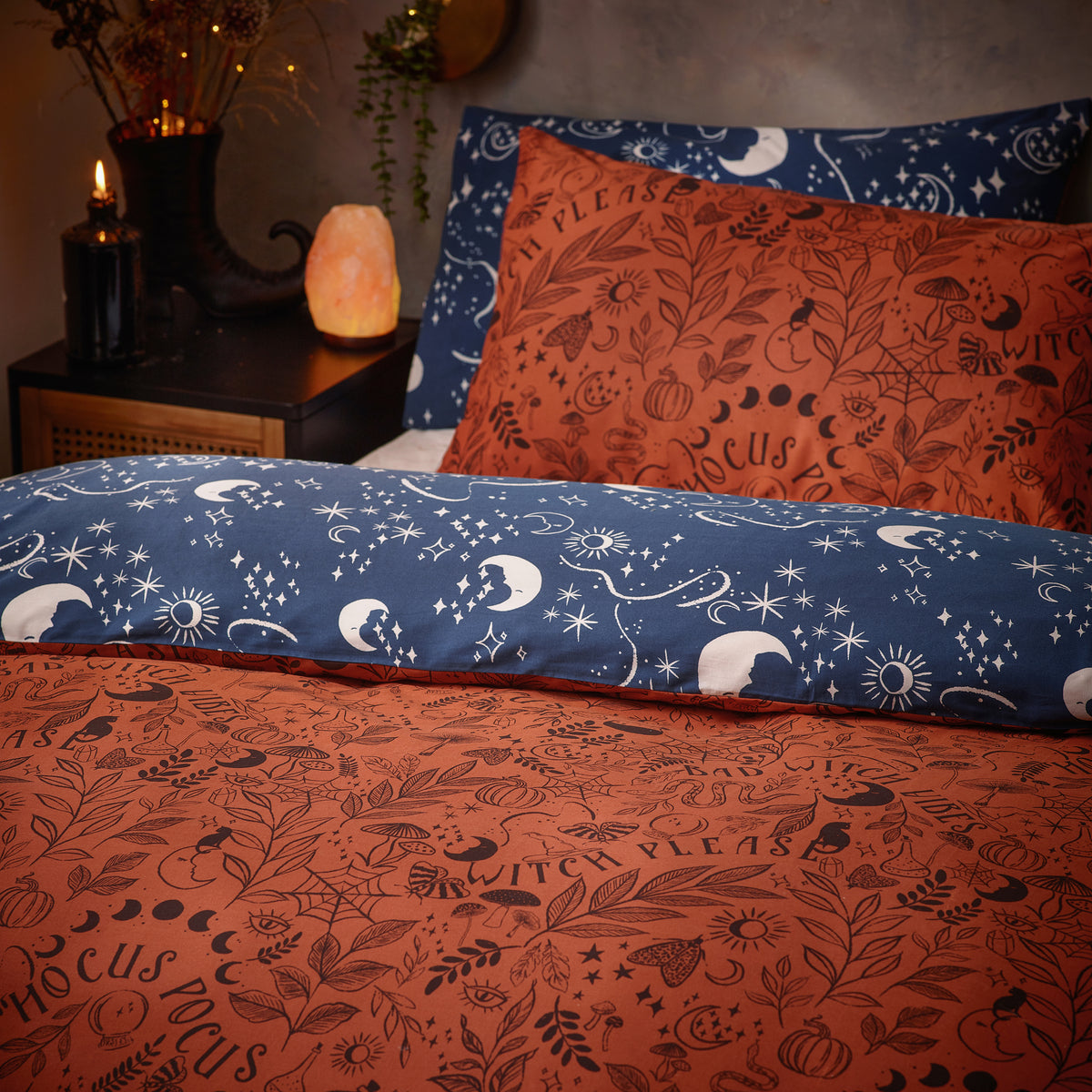 Furn Witchy Vibes Reversible Duvet Cover Bedding Set Rust