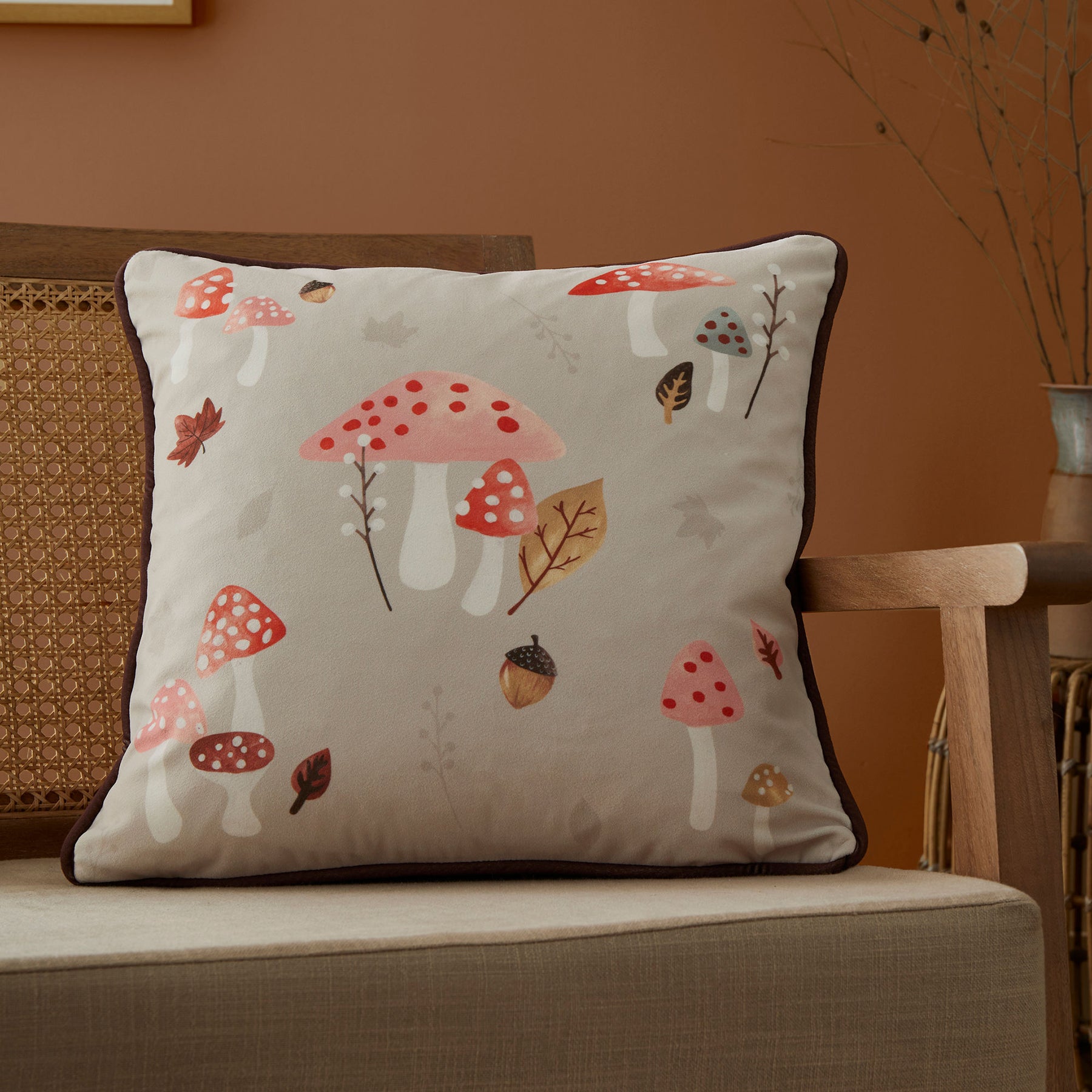 Fusion Woodland Dreams 43cmx43cm Filled Cushion Chocolate