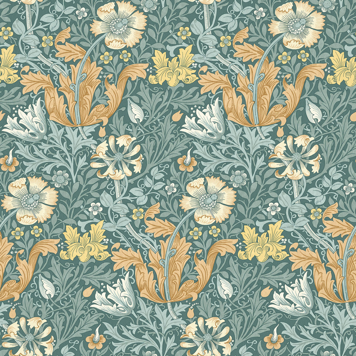 William Morris At Home Compton Velvet Fabric Bluebird