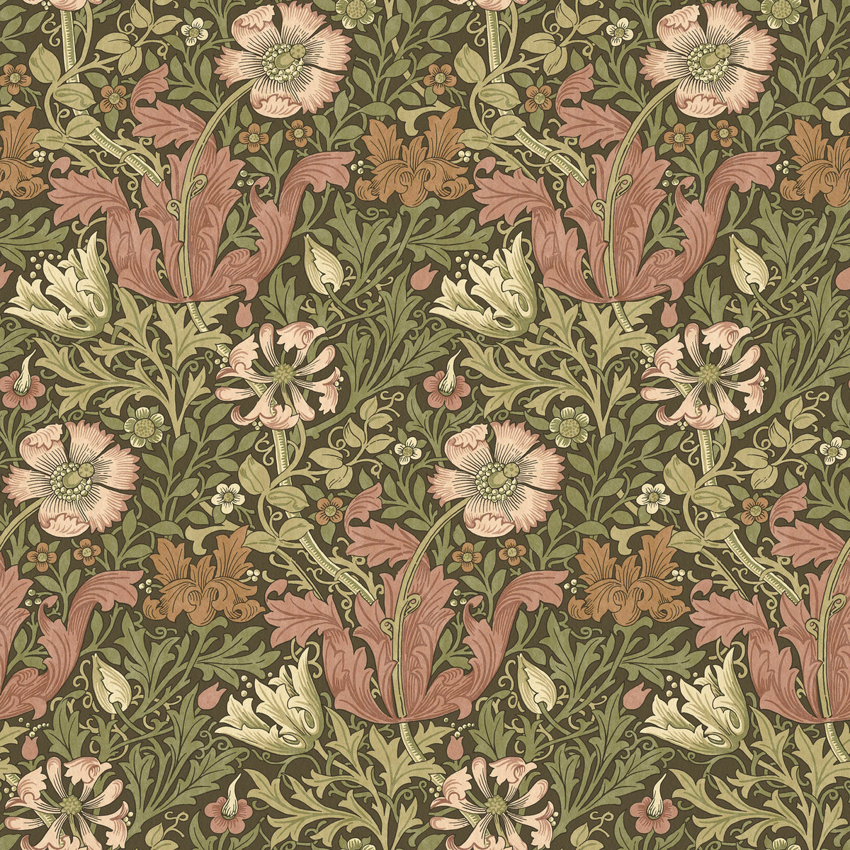 William Morris At Home Compton Velvet Fabric Brick
