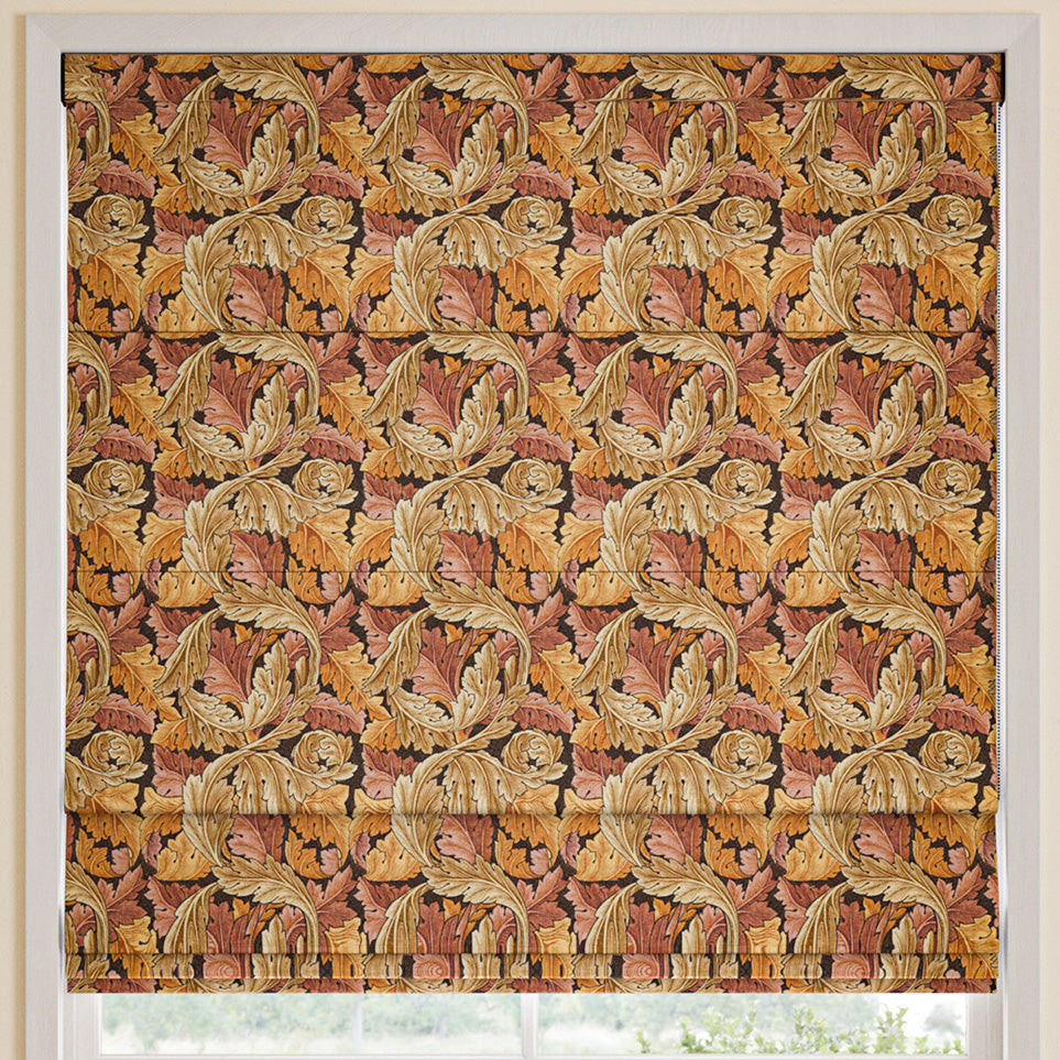 William Morris Acanthus Velvet Made to Measure Roman Blind Acorn