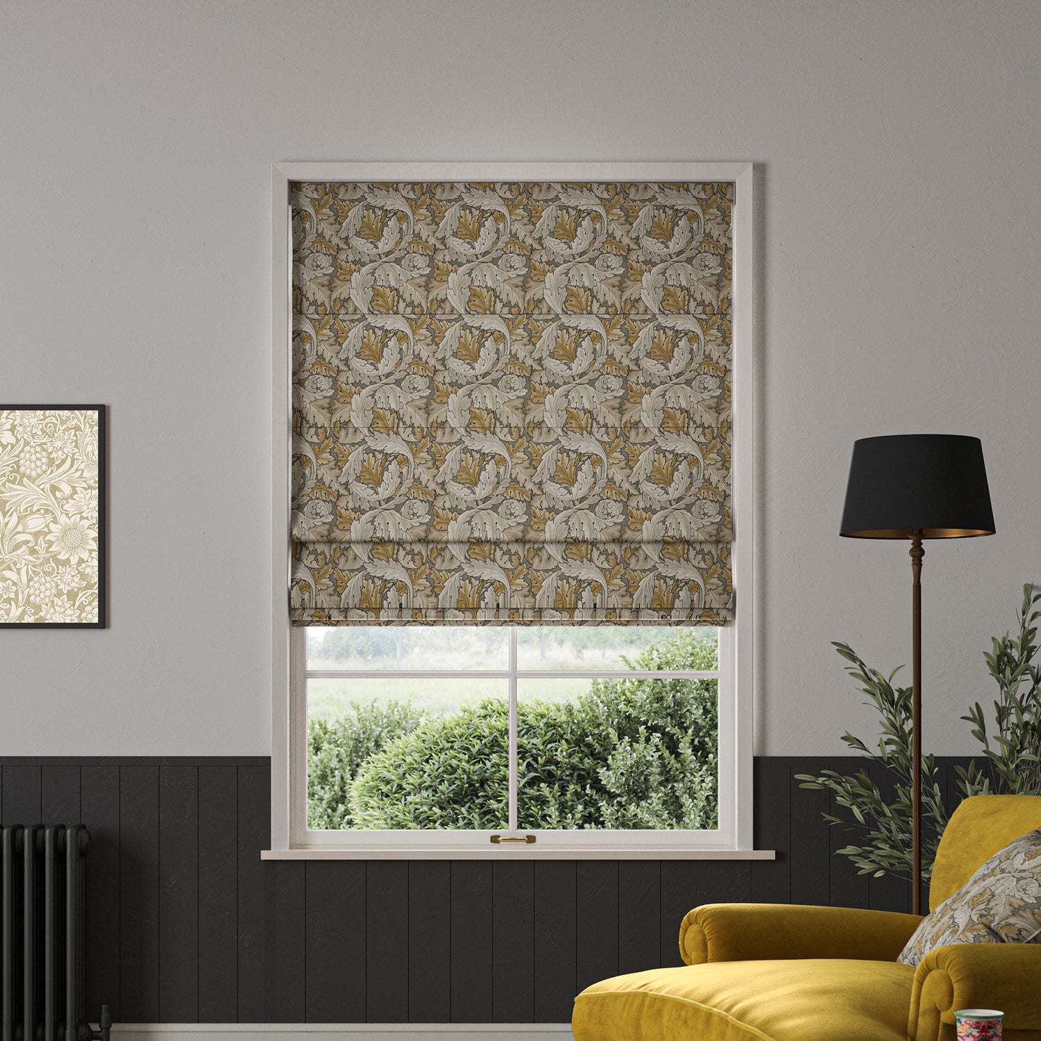 William Morris Acanthus Made to Measure Roman Blind Flint
