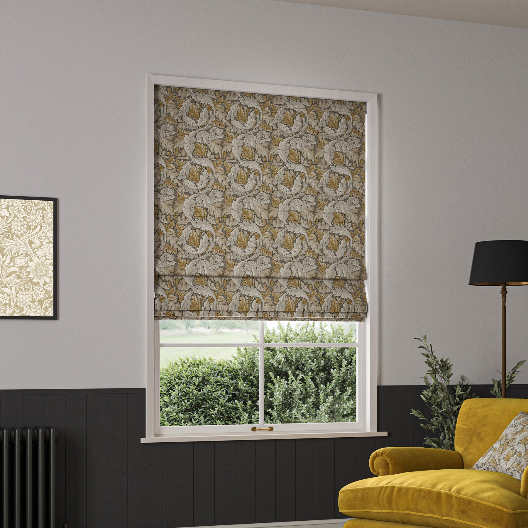 William Morris Acanthus Made to Measure Roman Blind Flint