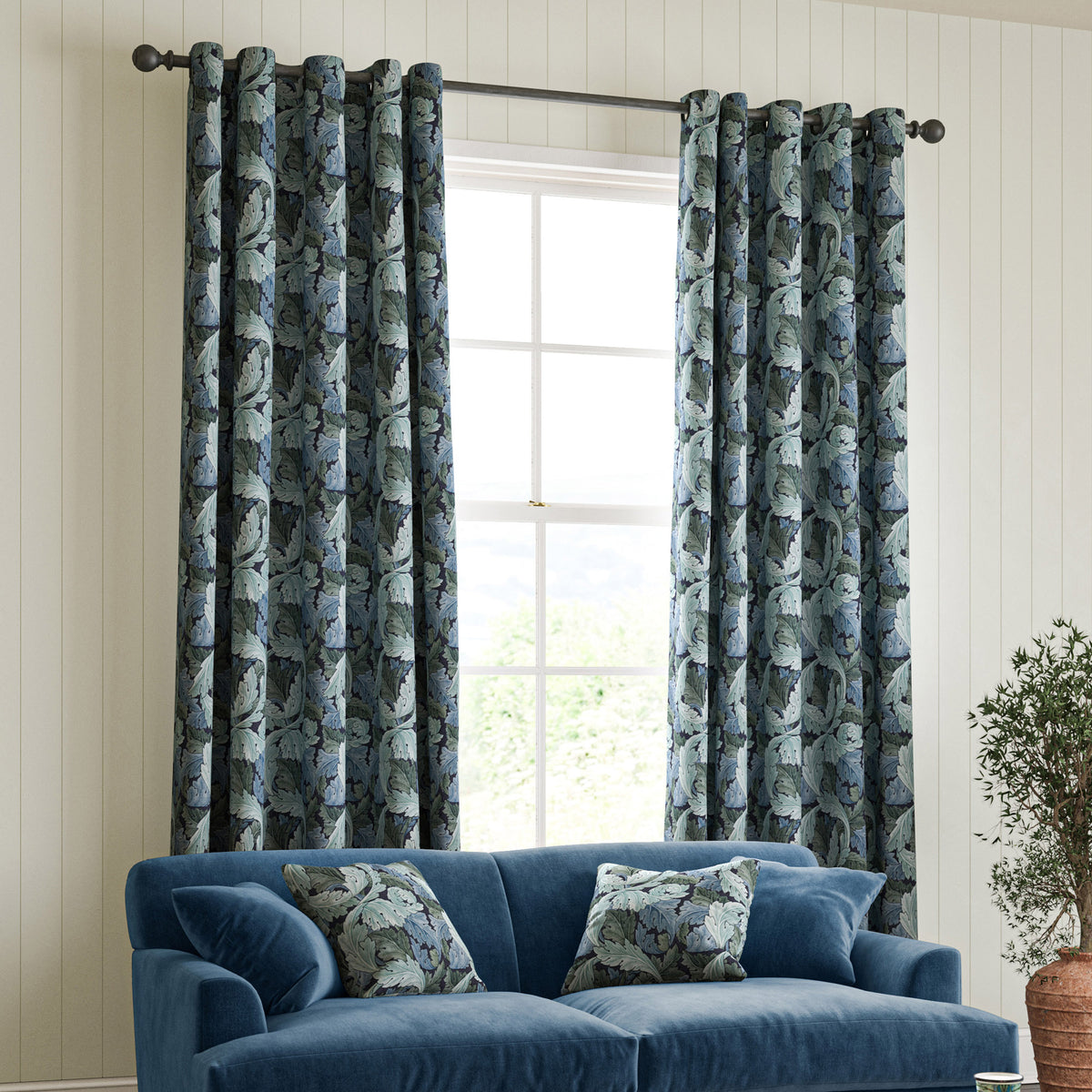 William Morris Acanthus Made to Measure Curtain Indigo