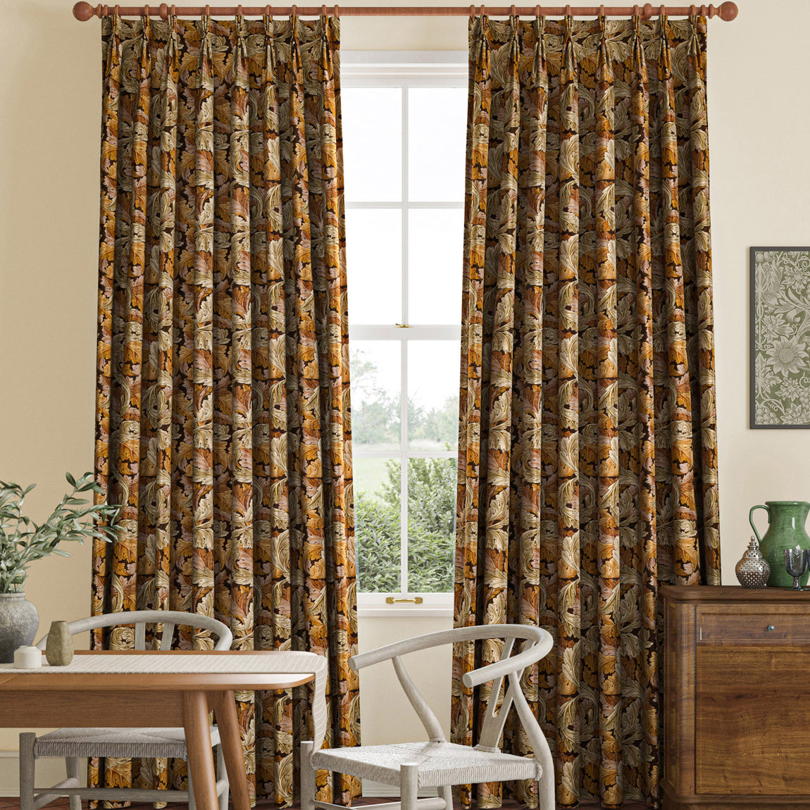 William Morris Acanthus Velvet Made to Measure Curtain Acorn