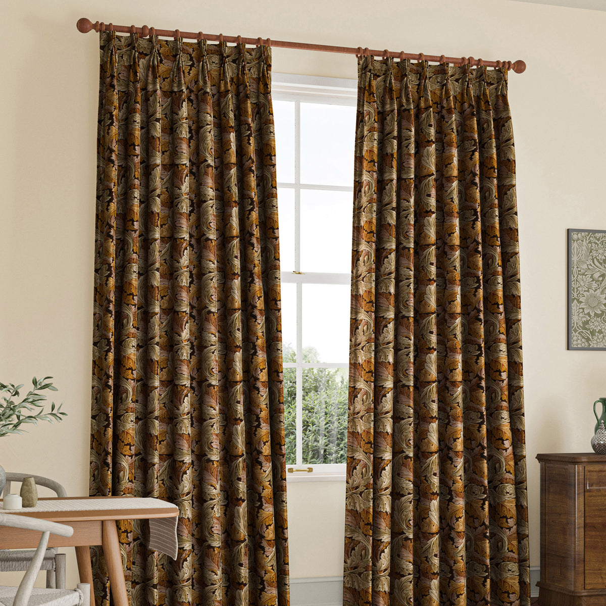 William Morris At Home Acanthus Velvet Made to Measure Curtain Acorn