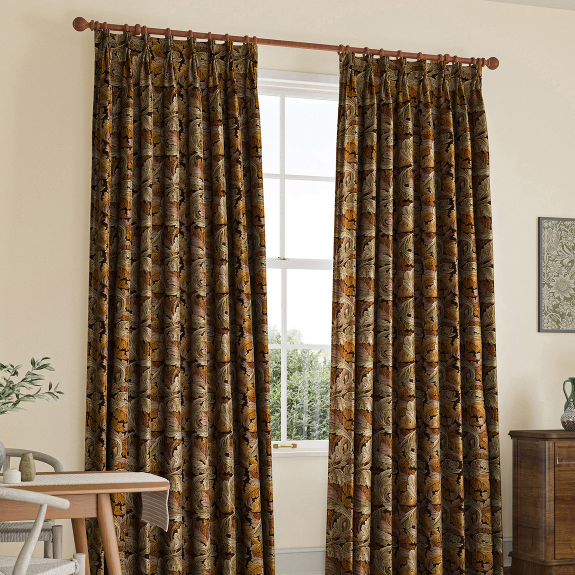 William Morris Acanthus Velvet Made to Measure Curtain Acorn