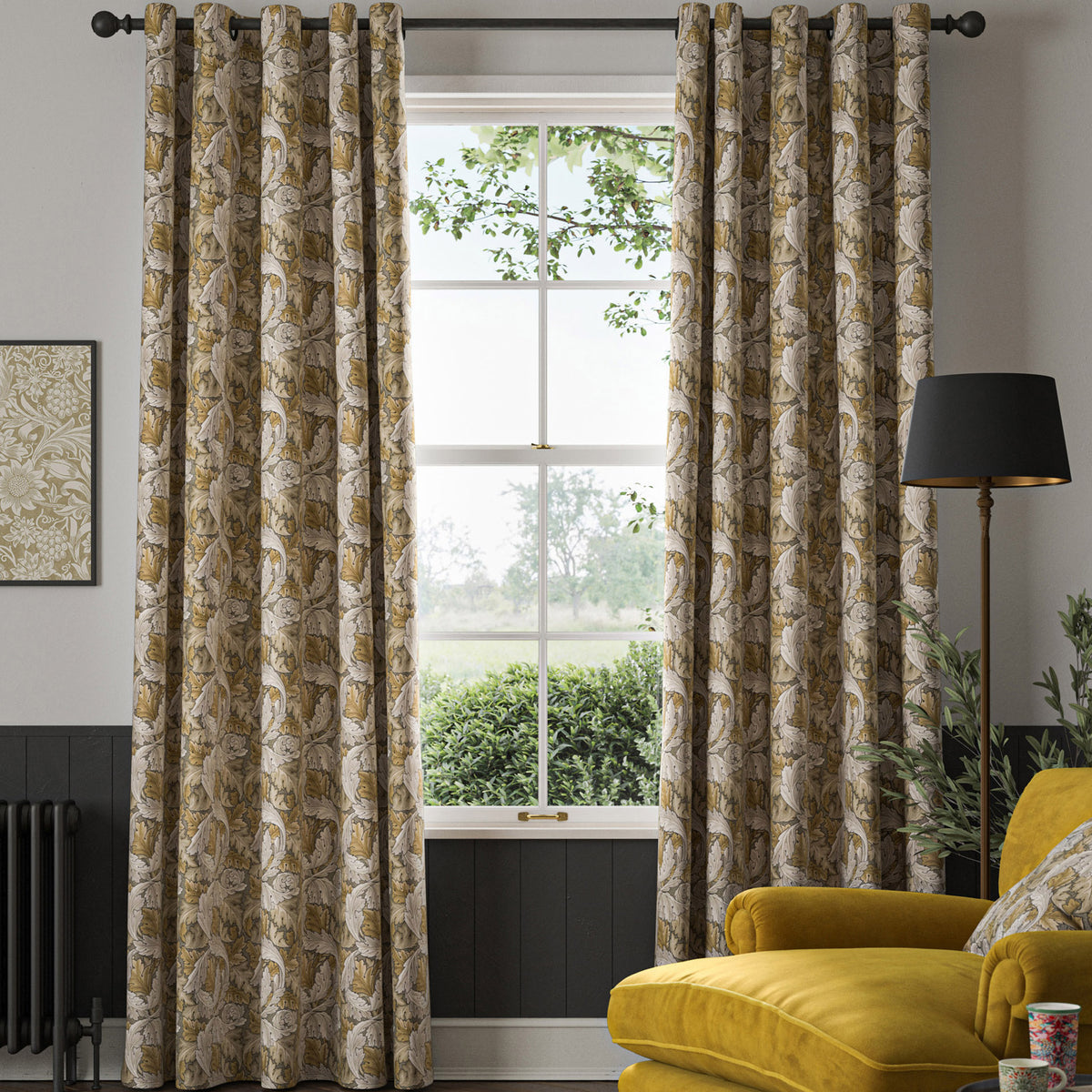 William Morris Acanthus Velvet Made to Measure Curtain Flint