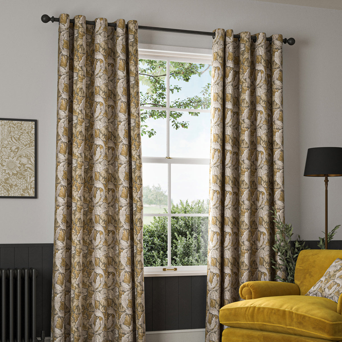 William Morris Acanthus Velvet Made to Measure Curtain Flint