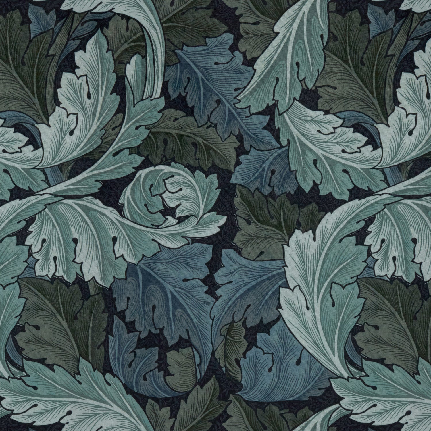 William Morris Acanthus Velvet Made to Measure Roman Blind Indigo