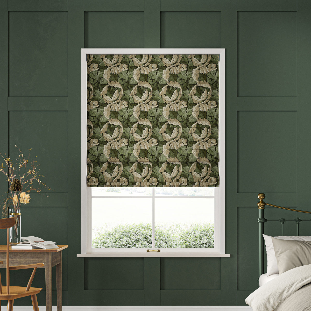 William Morris Acanthus Velvet Made to Measure Roman Blind Nettle