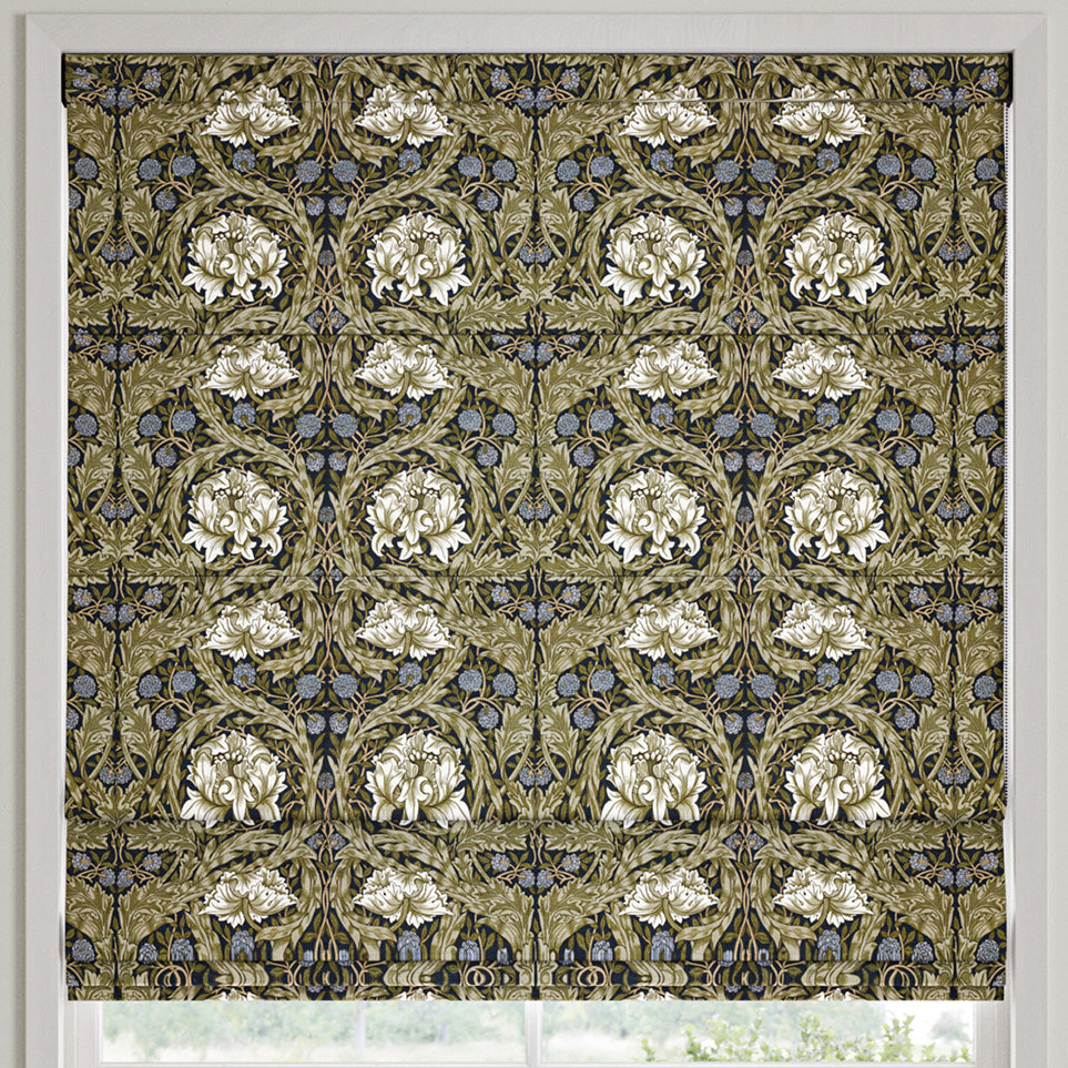 William Morris African Marigold Made to Measure Roman Blind Cornflower