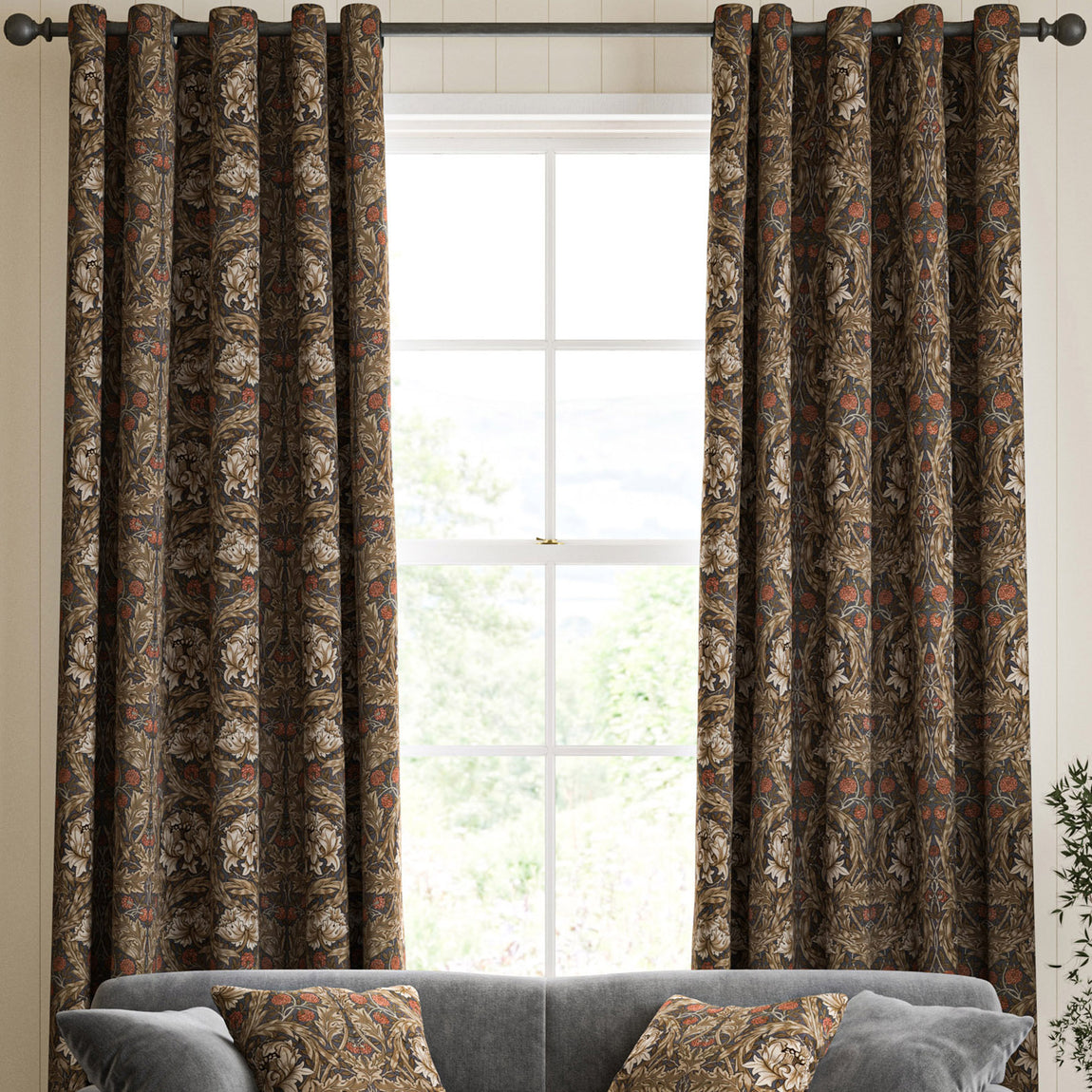 William Morris African Marigold Made to Measure Curtain Walnut